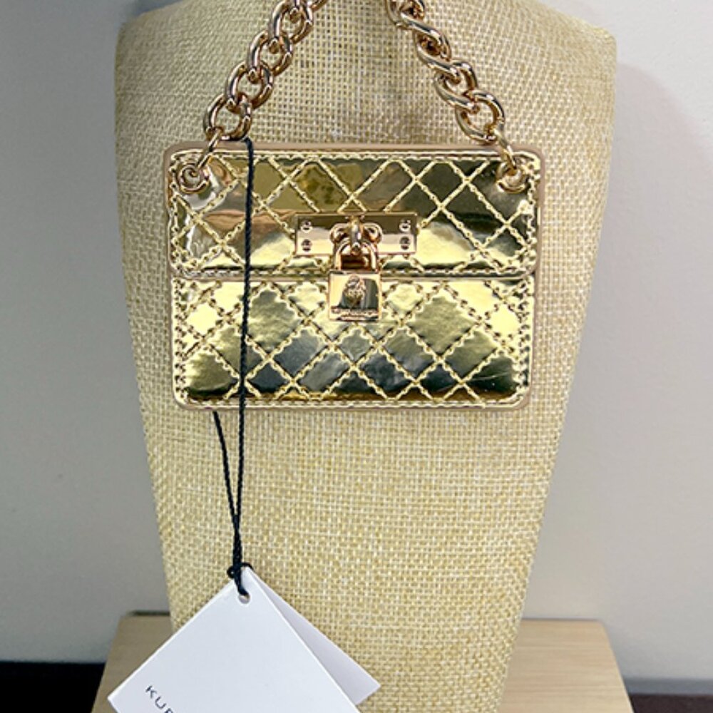 Kurt Geiger BRIXTON Purse Bag Charm Keyring Gold NWT